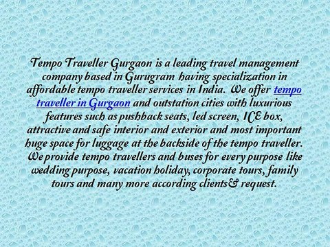 Book Online 9 Seater, 12 Seater, 15 Seater Tempo Traveller in Gurgaon