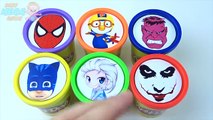 Сups Stacking Toys Play Doh Clay Elsa Spiderman Joker Hulk Pj Masks Pororo Learn Colors fo