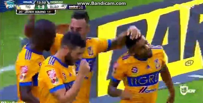 Javier Aquino Goal ~ UANL Tigres vs Lobos BUAP 1-0