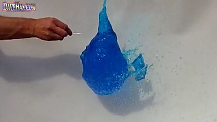 Blue Dye Water Balloon Pop Slow Motion GoPro Colouring Paint