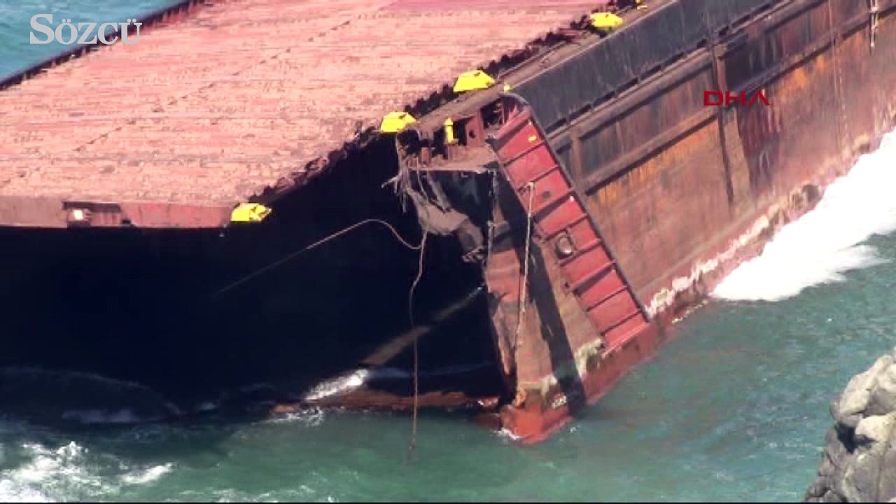 Kilyos açıklarında yük gemisi ortadan ikiye ayrıldı