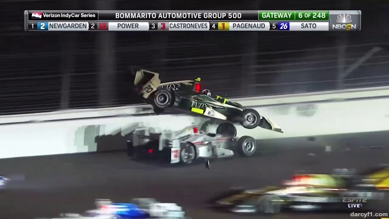 Indycar Gateway 2017 Start Power Carpenter Big Crash
