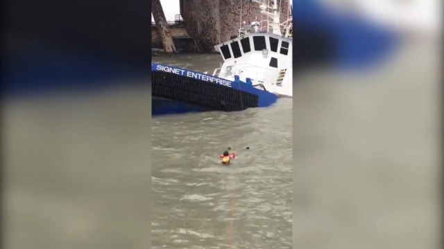 U.S. Coast Guard rescues 15 people off sinking vessels during Hurricane Harvey