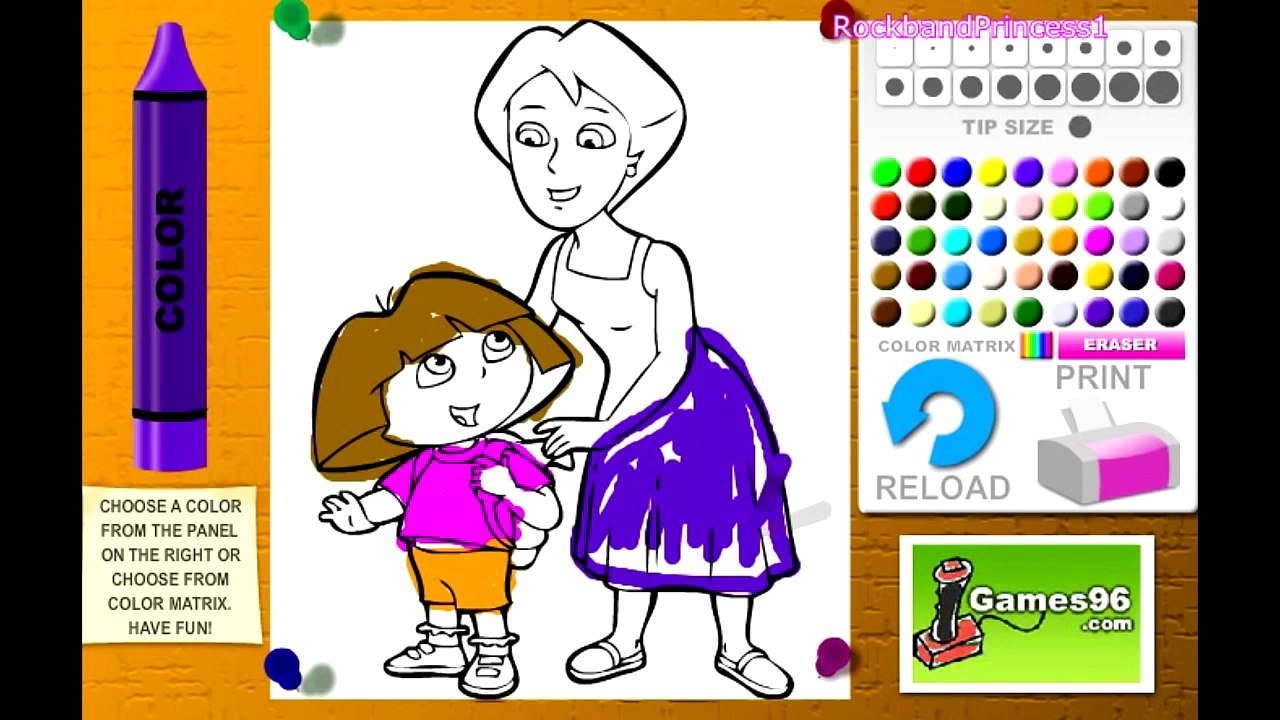 Dora And Mom Coloring Games - Dora The Explorer Coloring Games