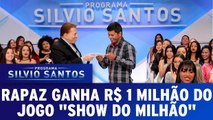 Silvio Santos entrega prêmio de 1 milhão de reais a jogador do show do milhão