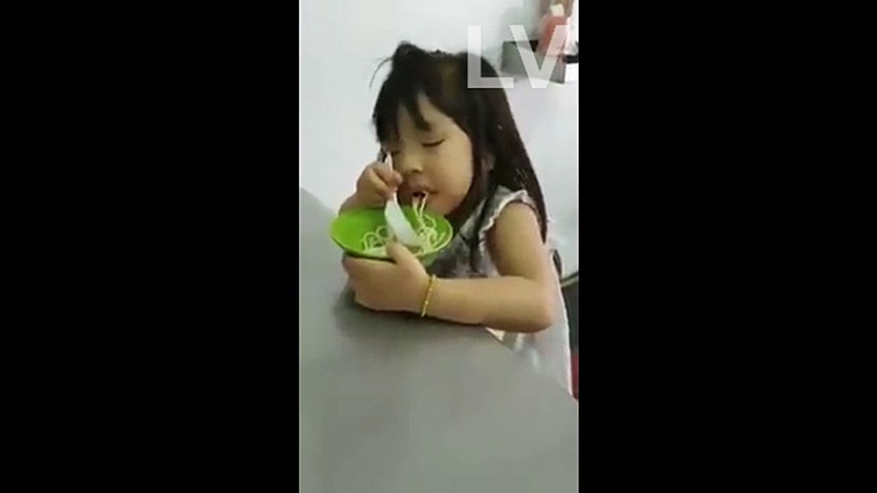 Funny Baby is eating while Sleeping