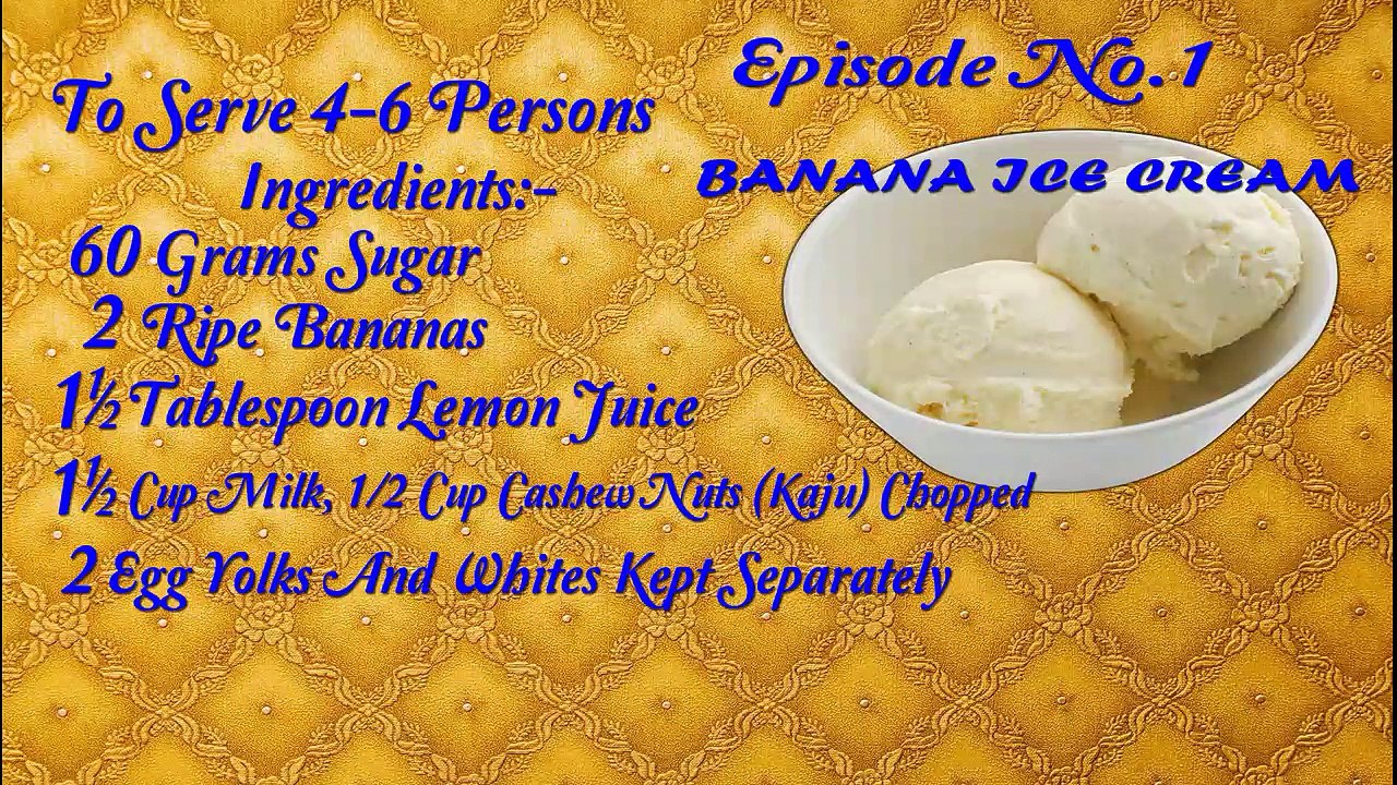 Banana Ice Cream Written Recipe in English