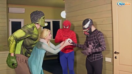 Frozen Elsa CHALLENGE w/ Spiderman Anna Joker Spidergirl Surprise Fun In Real Life