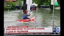 Pendant les inondations de Houston, ce prêtre s’aventure en kayak… pour aller chercher du vin de messe