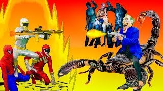 Superheroes war Spiderman Power Rangers Nerf guns SAW Death Zombie rescue Elsa Action movi