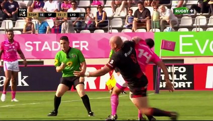 Stade Français v Lyon 24' essai oui ou non et suspicion jeu déloyal