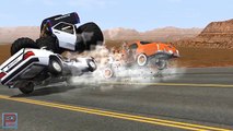 Monster Truck Police Road block crashes BeamNG Drive #1
