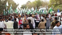Pakistani protesters burn Trump effigy