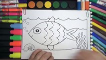 Узнайте цвета для Дети и Цвет рыба раскраска страница пт