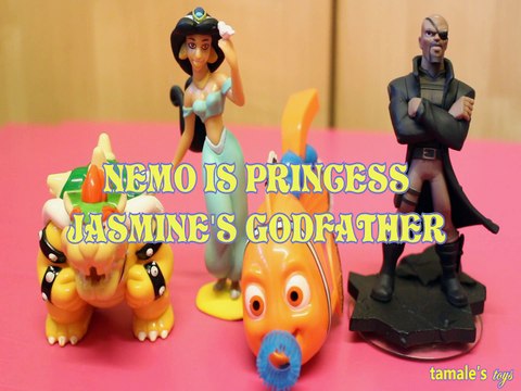 NEMO IS PRINCESS JASMINE'S GODFATHER NICK FURY BOWSER FINDING DORY DISNEY SUPER MARIO Toys BABY Videos, ALADDIN , MARVEL