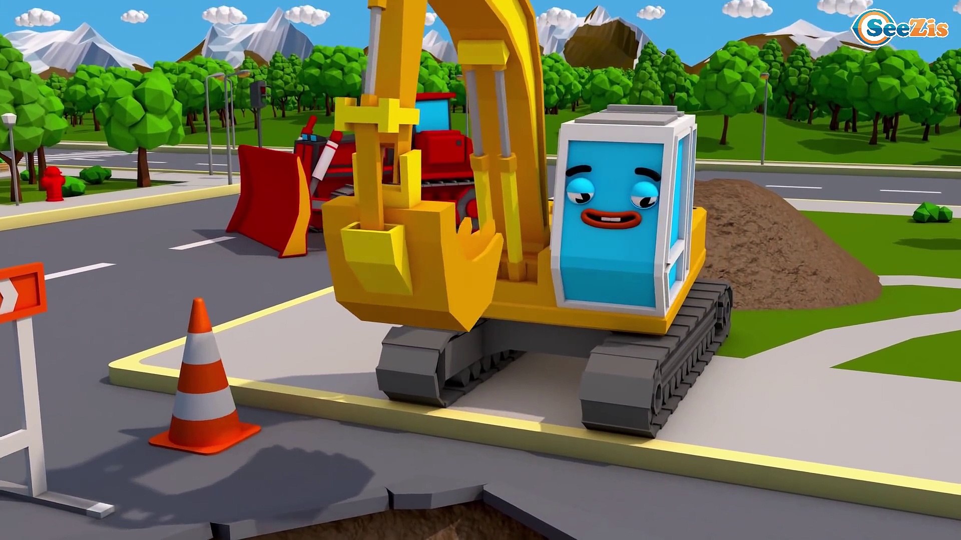 caminhão e escavadeira / desenho animado de carrinhos / video para  criançinhas / trator trabalhando 