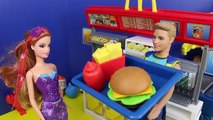 DisneyCarToys Barbie McDonalds vs Barbie Burger King Toys with Frozen Elsa Spiderman Mike