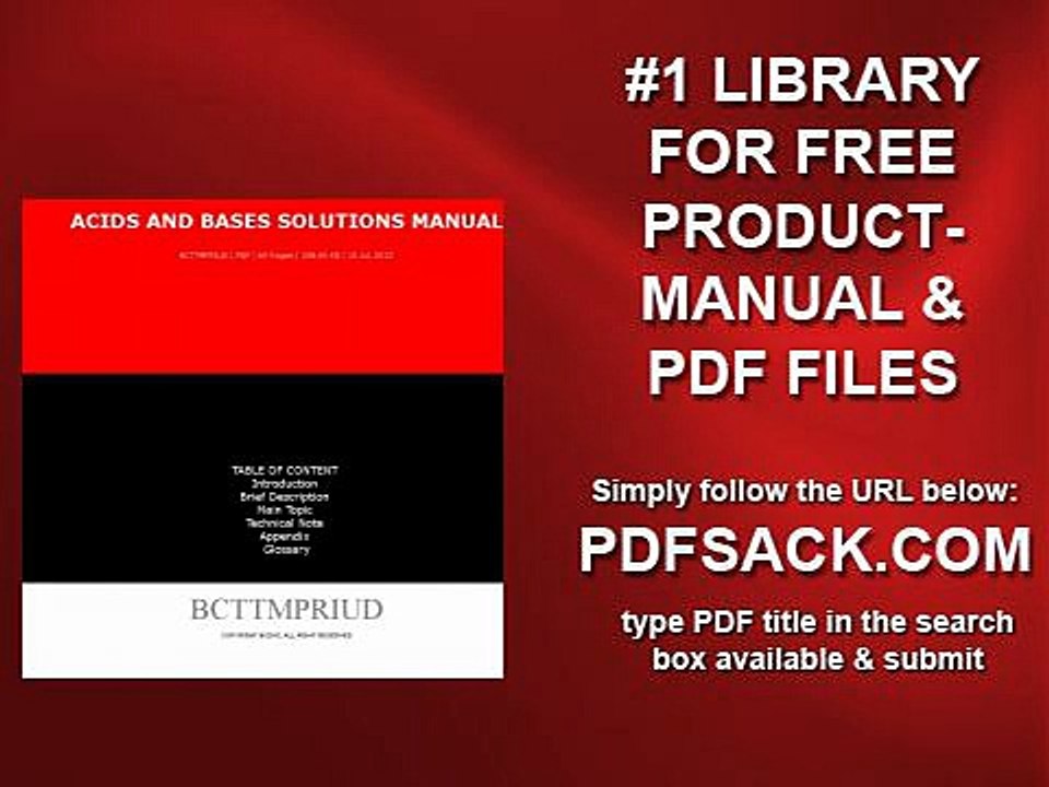 Acids And Bases Solutions Manual