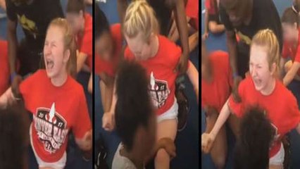 Highschool Cheerleaders Forced Into the Splits