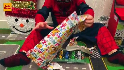 Little Boy Superhero Spider-Man Driving to the Toy Store in his Lightning McQueen Car