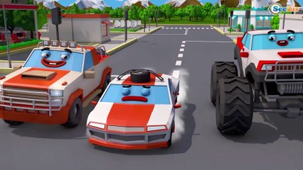 Educational Video Excavator w Truck And JCB Bulldozer - Trucks Video For Kids Cars & Trucks Stories