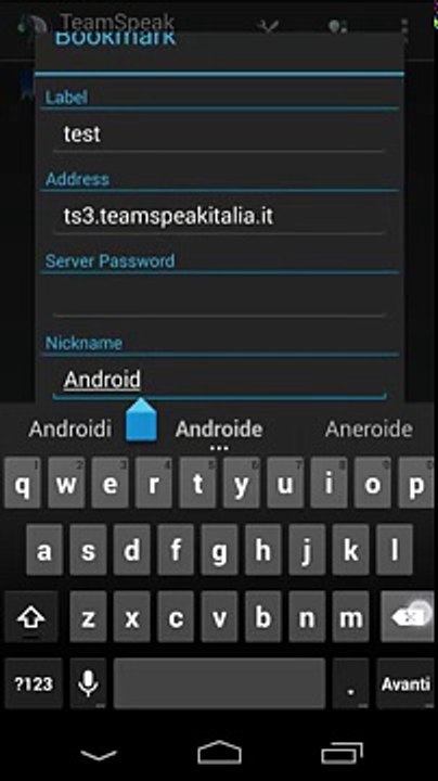 Androide paraca el Teamspeak 3 |