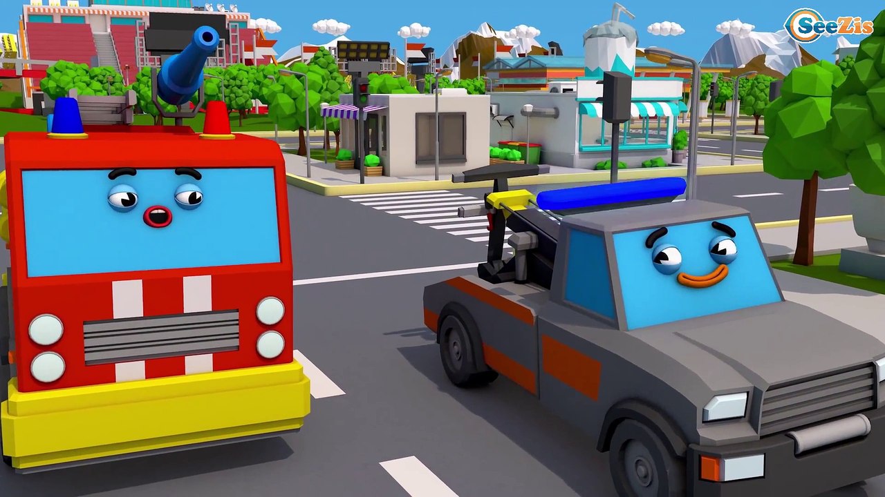 The Car Cartoon Fire Truck, Police Car: The Racing Car Violates Traffic Rules Cars & Trucks Stories