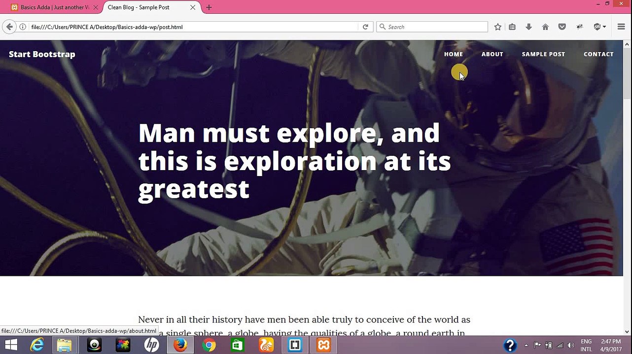 HTML to wordpress theme customization in Hindi/Urdu [Part 1]