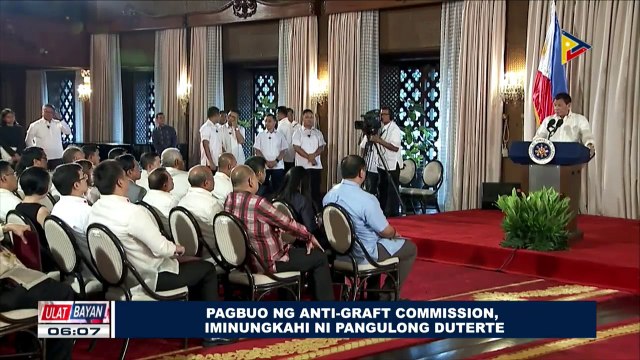 Pagbuo ng Anti-Graft Commission, iminungkahi ni Pangulong Duterte