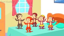 Bébé lit cinq sauteur enfants petit singes sur chansons le le le le la |