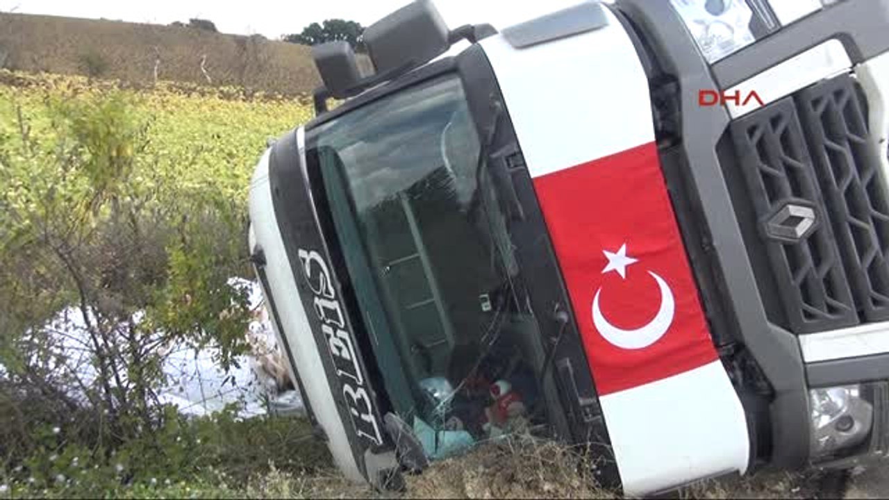 Tekirdağ Devrilen Tır'ın Sürücüsü Yara Almadan Kurtuldu