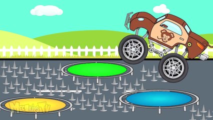 Monkey Truck Get Clean in Car Wash Video For Kids
