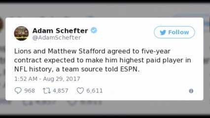 Matthew Stafford crowned highest-paid NFL player in history