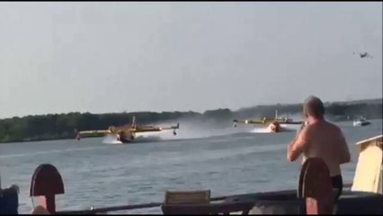 Un Canadair percute une peniche en venant se recharger en eau sur un lac