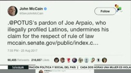 EEUU:ola de críticas a Trump por indulto al símbolo racista Joe Arpaio