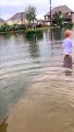 Little Girl Wanders Around in Flood During Hurricane Harvey