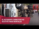 Tráiler vuelca en la autopista México-Cuernavaca