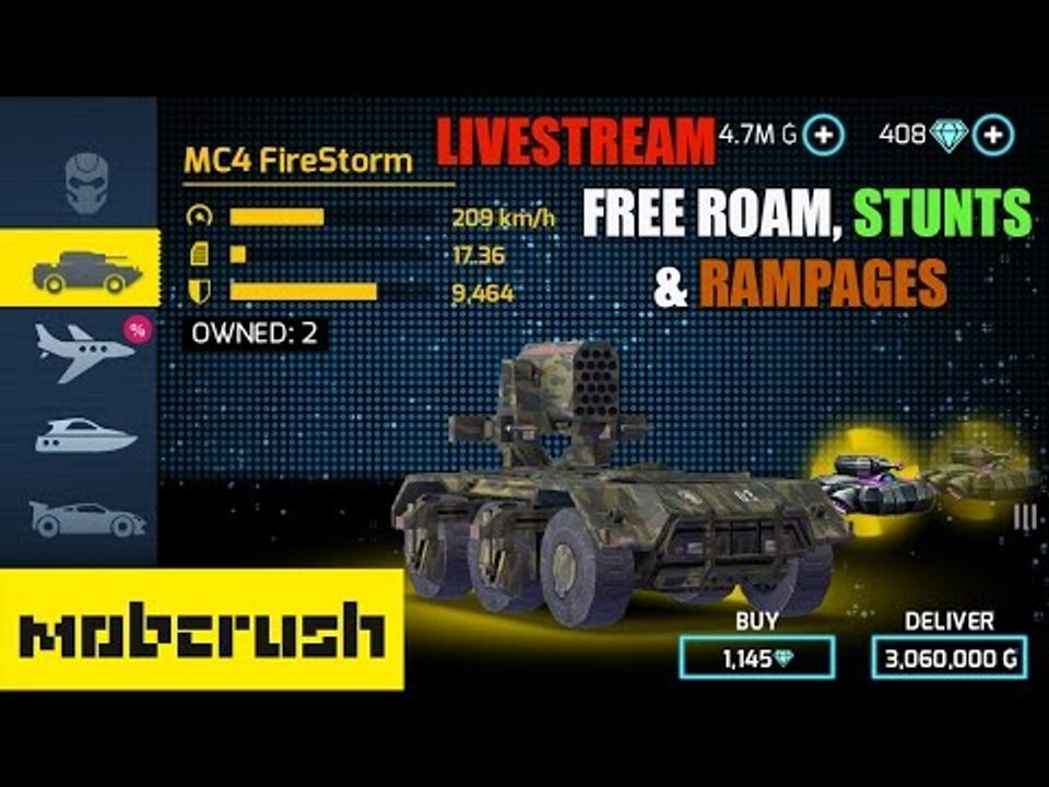 Gangstar Vegas Mobcrush LiveStreams - FREE ROAM, STUNTS & RAMPAGES!!