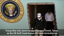 Trump visits Texas disaster zone before Harvey return