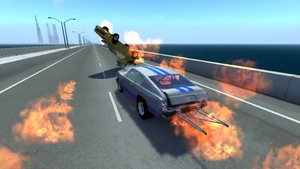 BeamNG drive - Chained Cars against Bollard