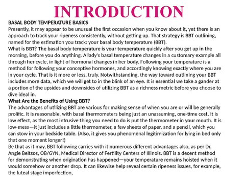 BASAL BODY TEMPERATURE BASICS