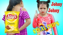 Bad Baby Steals Chips Learn Colors With Johny Johny Yes Papa Nursery Rhyme Song For Kids
