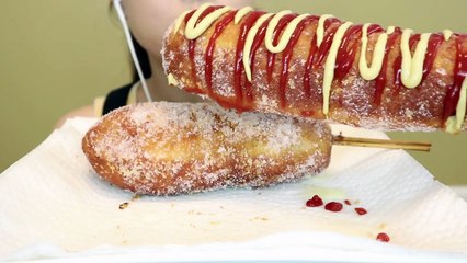 ASMR Giant Mozzarella Corn Dog *messy* 대왕 모짜렐라 핫도그 리얼사운드 먹방 | MINEE EATS