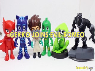 GEKKO JOINS EVIL ROMEO OWLETTE CATBOY INKLING SQUID BLACK PANTHER PJ  MASKS MARVEL Toys BABY Videos, NICKELODEON , SPALT