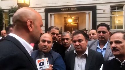 Nawaz Sharif's supporters gather outside park lane to welcome him in london