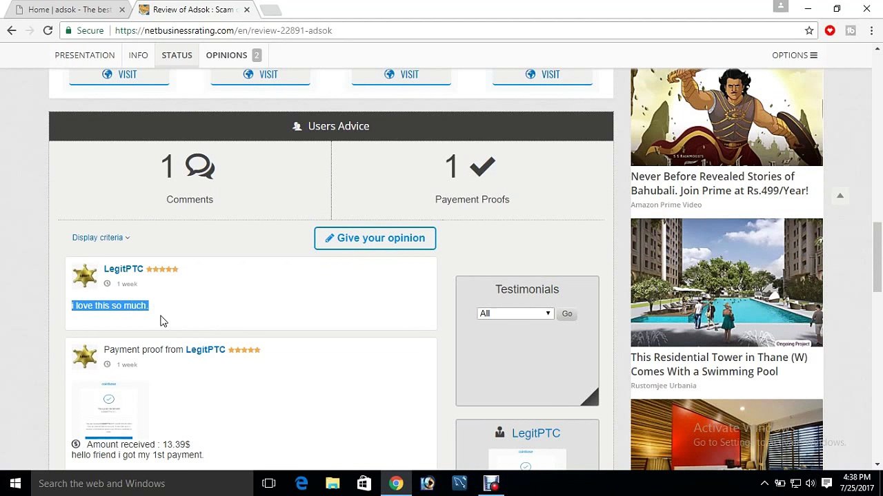 [ Adsok ] 25 $ Sign Up Traffic Bonus - Payment Proof and Full Review - Part 1 Genuine telugu ]