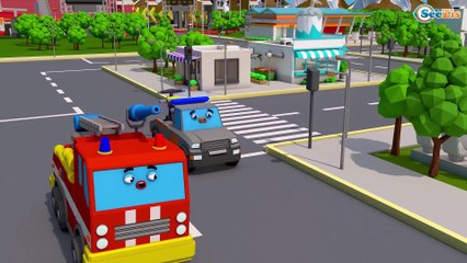 The TOW TRUCK w AMBULANCE RESCUE ACCIDENT in a City | CARS & TRUCKS STORIES CARTOON for CHILDREN