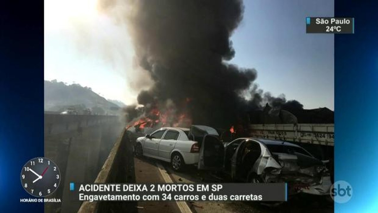 Engavetamento com 36 veículos deixa dois mortos...
