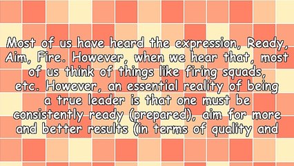 The Ready, Aim, Fire, Of Leadership