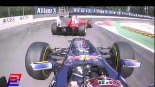 Classic onboard: Vettel takes to the grass in battle with Alonso